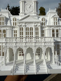 Miniature HO-Scale Victorian American Main Street City Hall Building Assembled White 1:87 by Gold Rush Bay