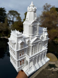 Miniature HO-Scale Victorian American Main Street City Hall Building Assembled White 1:87 by Gold Rush Bay