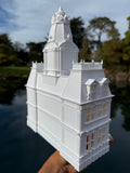 Miniature HO-Scale Victorian American Main Street City Hall Building Assembled White 1:87 by Gold Rush Bay