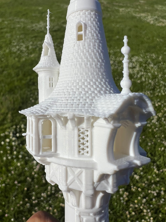 Miniature White N-Scale Rapunzel Tower Built Assembled Fantasy #12