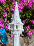 Miniature White HO-Scale Rapunzel Tower Built Assembled Fantasy #12