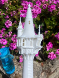 Miniature White HO-Scale Rapunzel Tower Built Assembled Fantasy #12