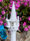 Miniature White HO-Scale Rapunzel Tower Built Assembled Fantasy #12