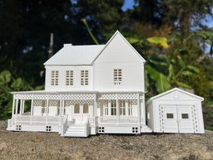 Small White N-Scale Lorelai House plus Garage Victorian Mansion Stars Hollow Built Assembled