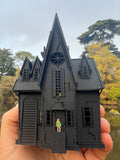 Small Black Miniature N-Scale Gru Villain Victorian Gothic House Minion Mansion Built