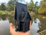 Small Black Miniature N-Scale Gru Villain Victorian Gothic House Minion Mansion Built